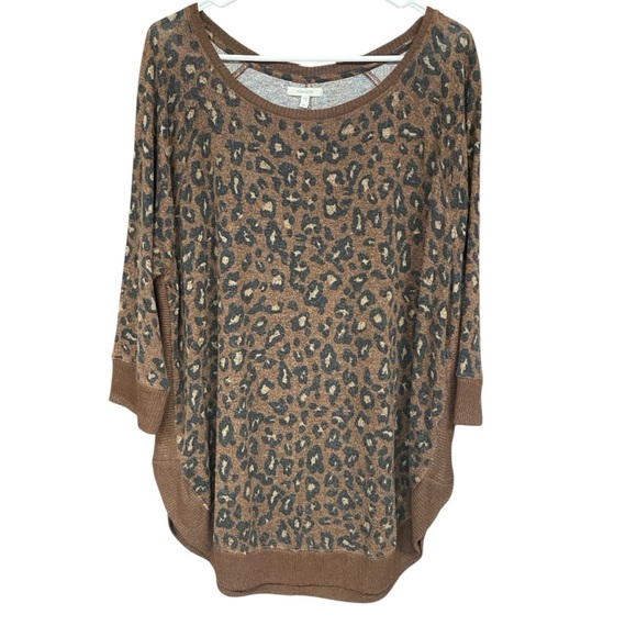 Maurices Tops - Maurices Haven Animal Print Boat Neck Fleece Sweater XL